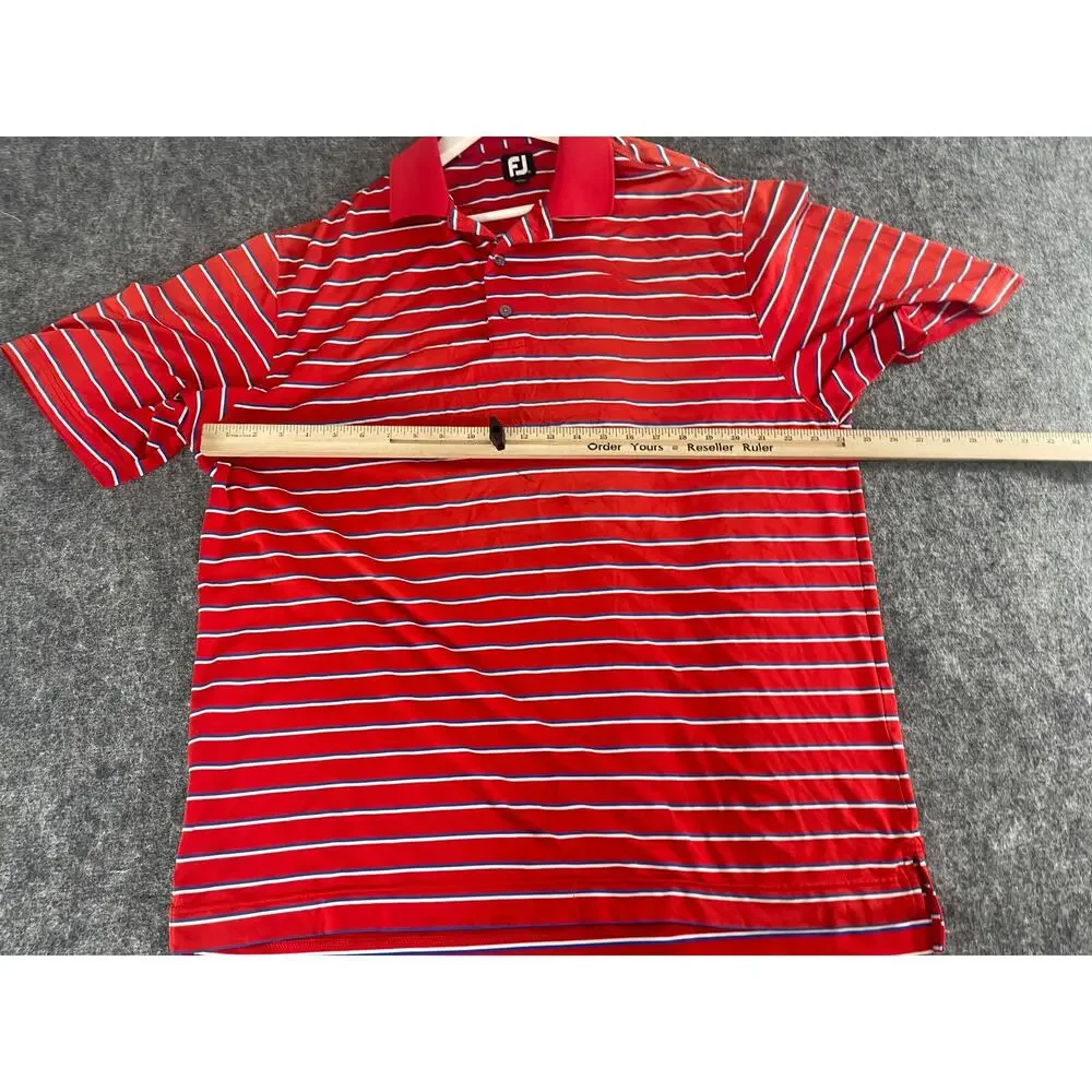 FootJoy Shirt Mens Extra Large Polo Red Striped Short Sleeve Golf XL N38